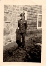 Vtg Found B W Photo WW2 Soldier Uniform Army Military Retro Outdoors Posing