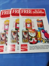 1977 Coca-Cola Can Decorations Christmas Santa Holiday Fun Ad Coke Lot of 3