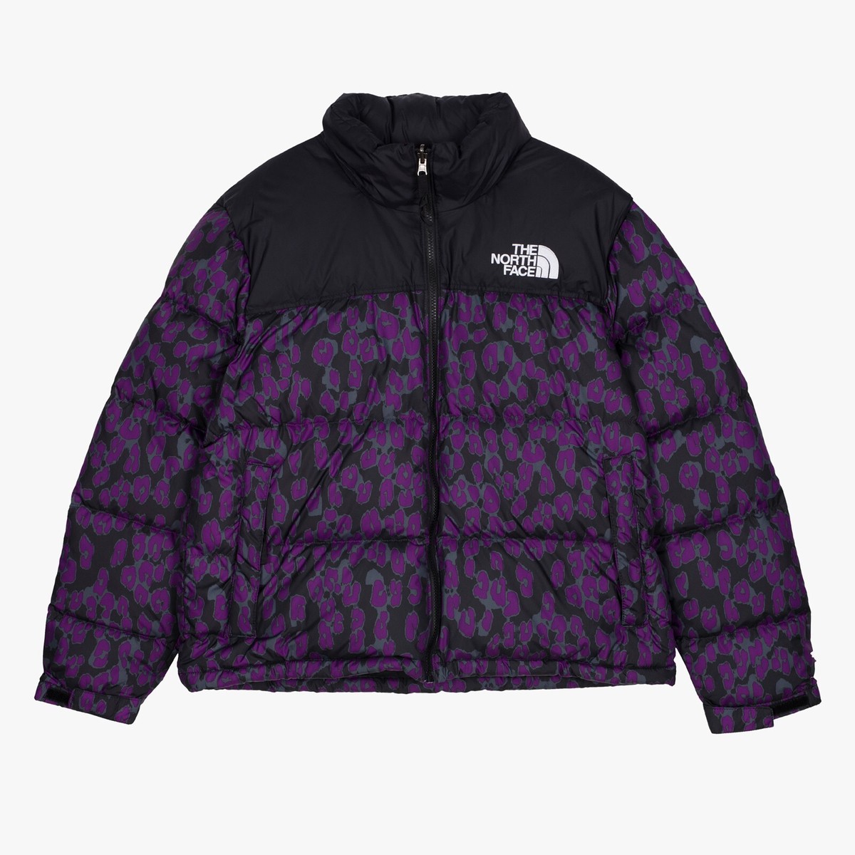 The North Face Women's Print Nuptse Puffer Jacket Black Purple Print  Rrp £30