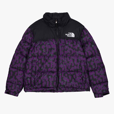 The North Face Damen Print Nuptse Puffer Jacket / Black Purple Print / UVP 30£