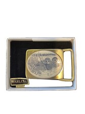 Vintage Barlow Scrimshaw Wood Duck Dress Belt Buckle NIB