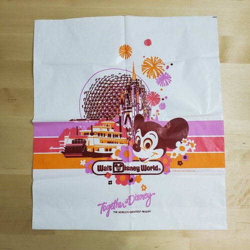 Vintage Plastic Walt Disney World Bag ~ Souvenir Shopping Bag ~ 1986