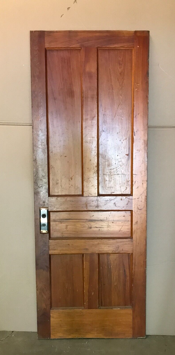 Antique Single VTG 29X80 1920's Interior 5 Panel Cherry Wood Door
