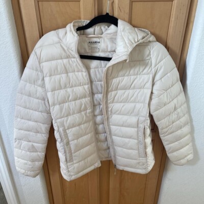 Pull & Bear Lightweight Puff Padded Hooded Jacket Cream White Size Small