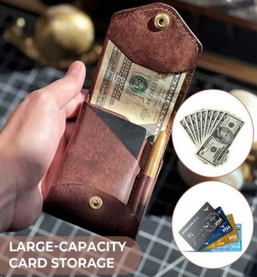 Vintage Mini Coin Purse Magnetic Men's Wallet, Solid Color Multi-Function Card