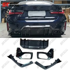 For BMW 3 Series G20 Forged/Carbon Fiber Side Splitters+Rear Bumper Diffuser Lip