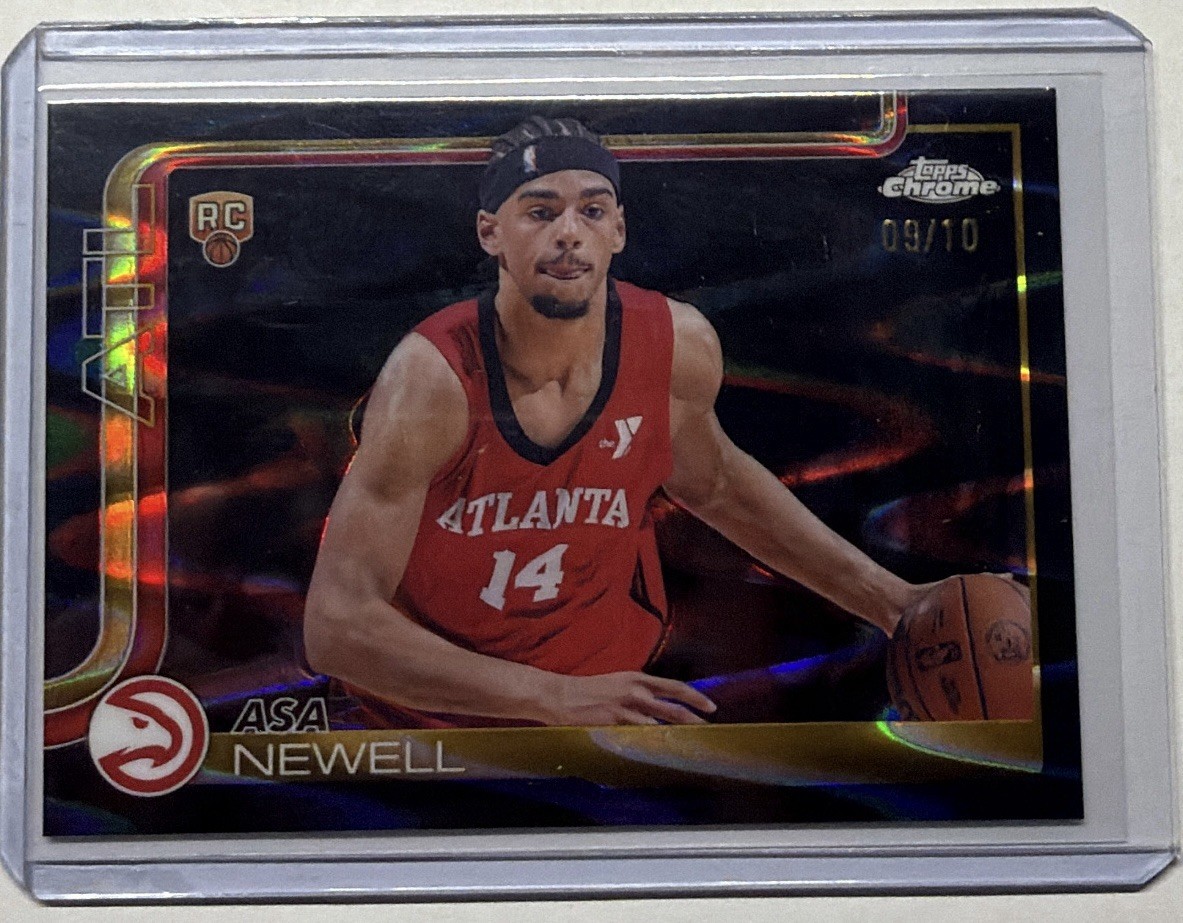 Asa Newell RC 2025-26 Topps Chrome /10 RayWave Black Atlanta Hawks #273