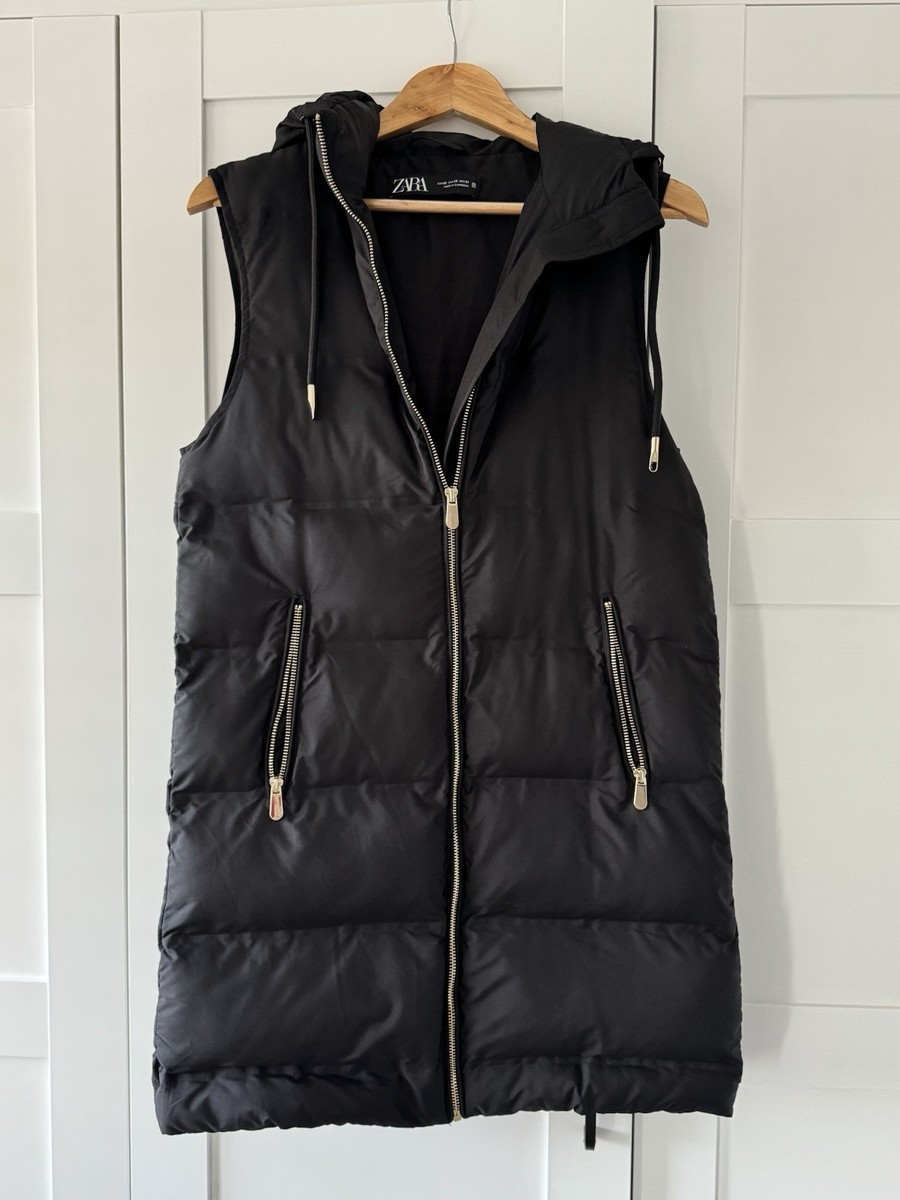 Black Puffer Jacket Zara Quilted Gilet With Water And Wind