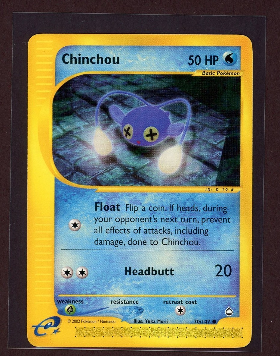 Chinchou Non-Holo Pokemon Card 70/147 Aquapolis Set NM