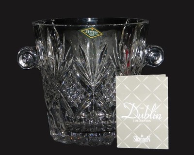 Shannon by Godinger Crystal DUBLIN Ice Bucket Champagne Bucket LABEL 6.75''