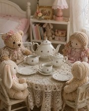 Vintage Child s Porcelain Tea Set White Pink Floral