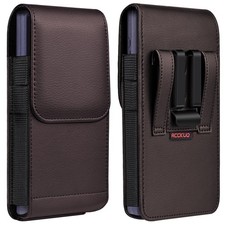Leather Phone Holster with Strong Metal Belt Clip and Magnetic Closure Compat...
