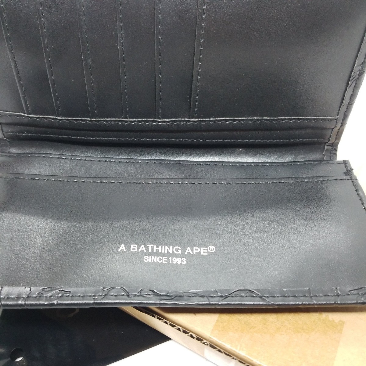 A Bathing Ape Feb 2018 Long Wallet VERTICAL LOGO Faux Leather