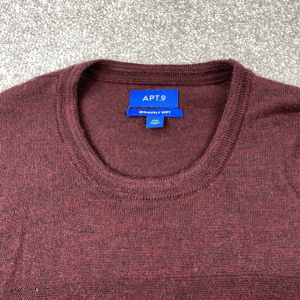 APT. Sudadera tejida pulóver 9 Seriously Soft para hombre talla XXL gris borgoña Foto 2 de 4