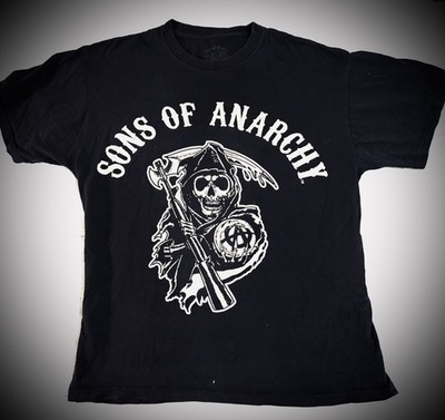 SONS OF ANARCHY Short Sleeve Graphic T-Shirt Grim Reaper Skull Men s Black Sz L