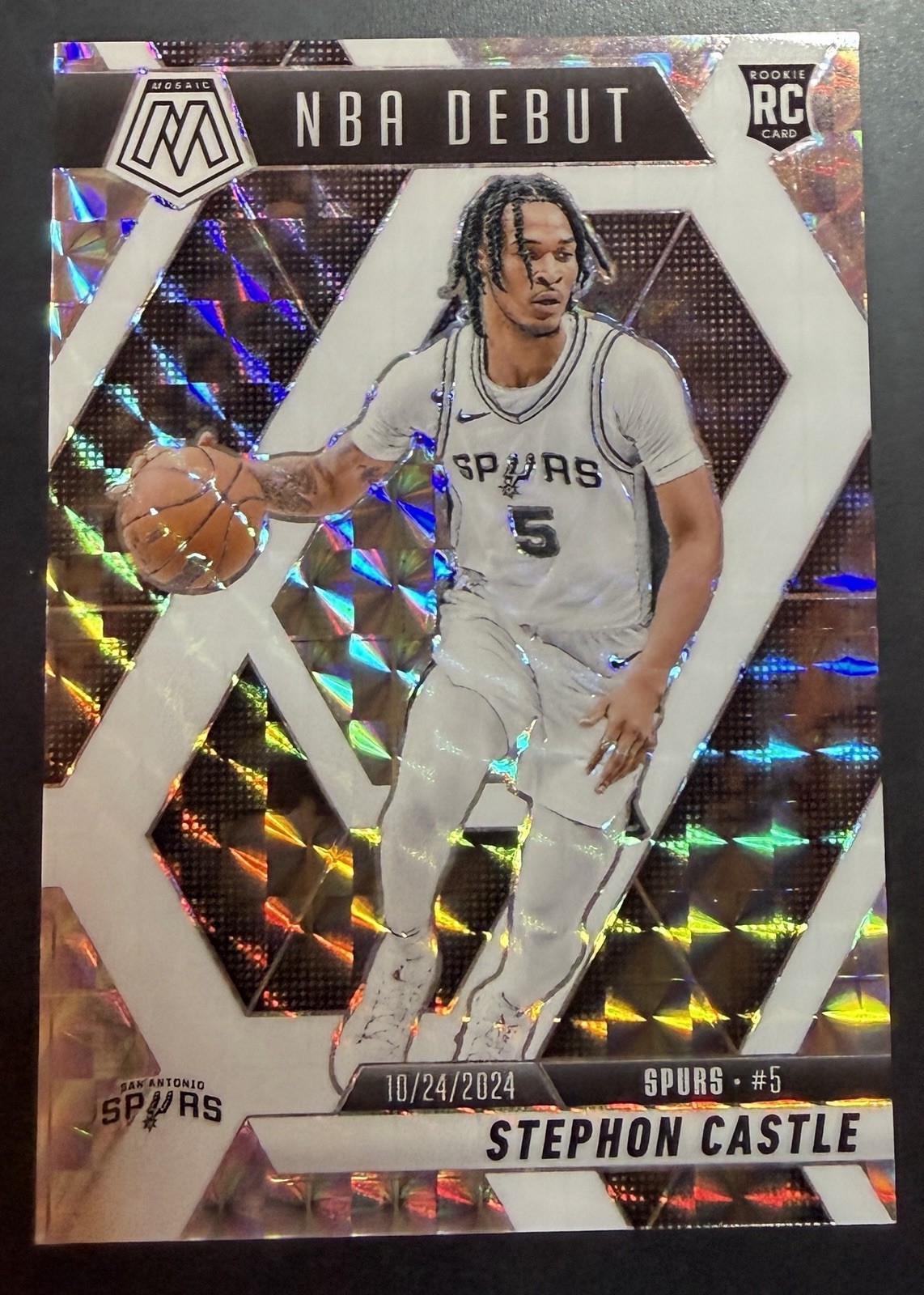 2024-25 Panini Mosaic Choice Stephon Castle NBA DEBUT White /35 RC Spurs