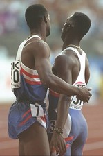 Butch Reynolds Michael Johnson USA congratulate each other after t- Old Photo