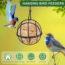Hanging Suet Ball Bird Feeder,Outdoor Fat Ball Holder Metal Wire Food Feeder