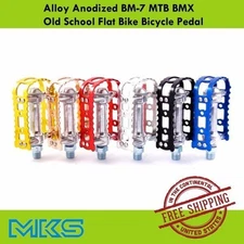 MKS BM-7 Alloy Anodized 9/16" Pedal MTB BMX Old School Flat Bike Pedals