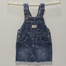 OshKosh B'gosh Toddler Girls Denim Overall Jumper Skirt Floral Print Size 2T