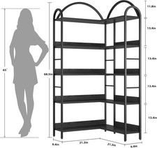 Arched Bookshelf Corner Bookcase L Shap Bookshelf Metal Frame Display Rack GB