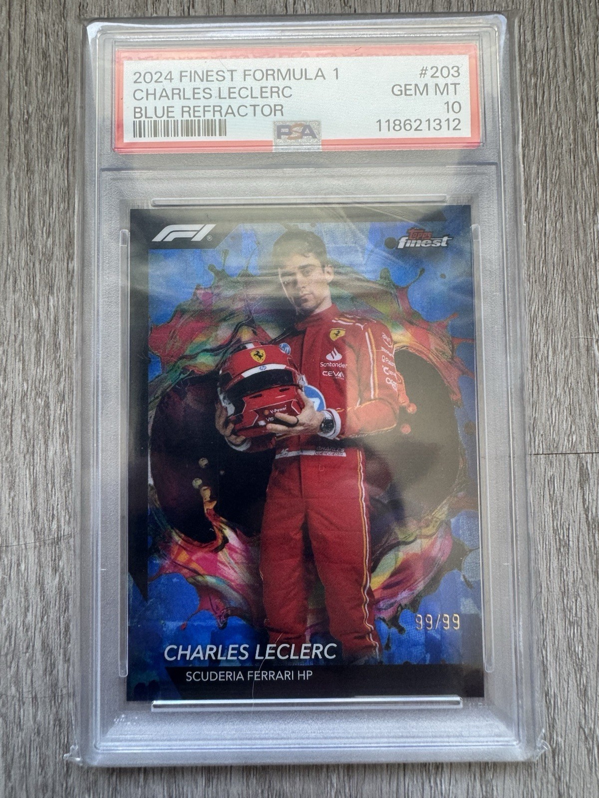 2024 Topps Finest F1 Charles Leclerc Blue Refractor 99/99 #203 PSA 10