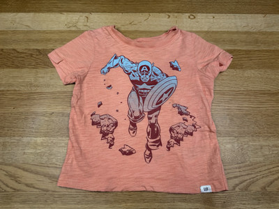 BABY GAP T-Shirt 18 - 24 Mon rot Koralle Marvel Captain Amerika Jungen Mädchen