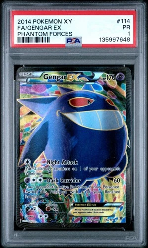PSA 1 Gengar EX 114/119 2014 Phantom Forces Ultra Rare Pokemon Card