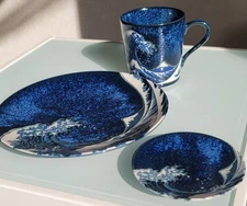 Mug Plate Japanese Mino Ware Hokusai Great Wave Fuji Nami ni Fuji Made in Japan