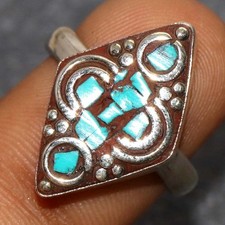 Nepali Tribal Tibetan Turquoise Red Coral Nepali Tribal Ring US 9 GW