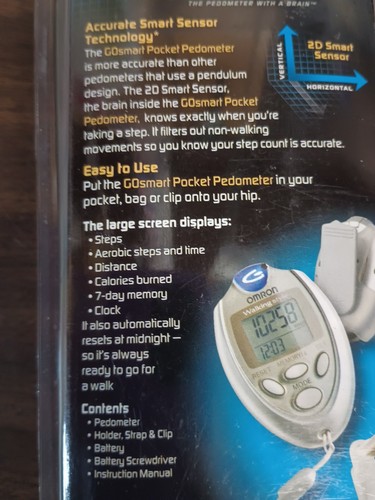 New Sealed Omron Go Smart HJ-112 2D Smartsensor Digital Pocket Pedometer A15 - Picture 6 of 7