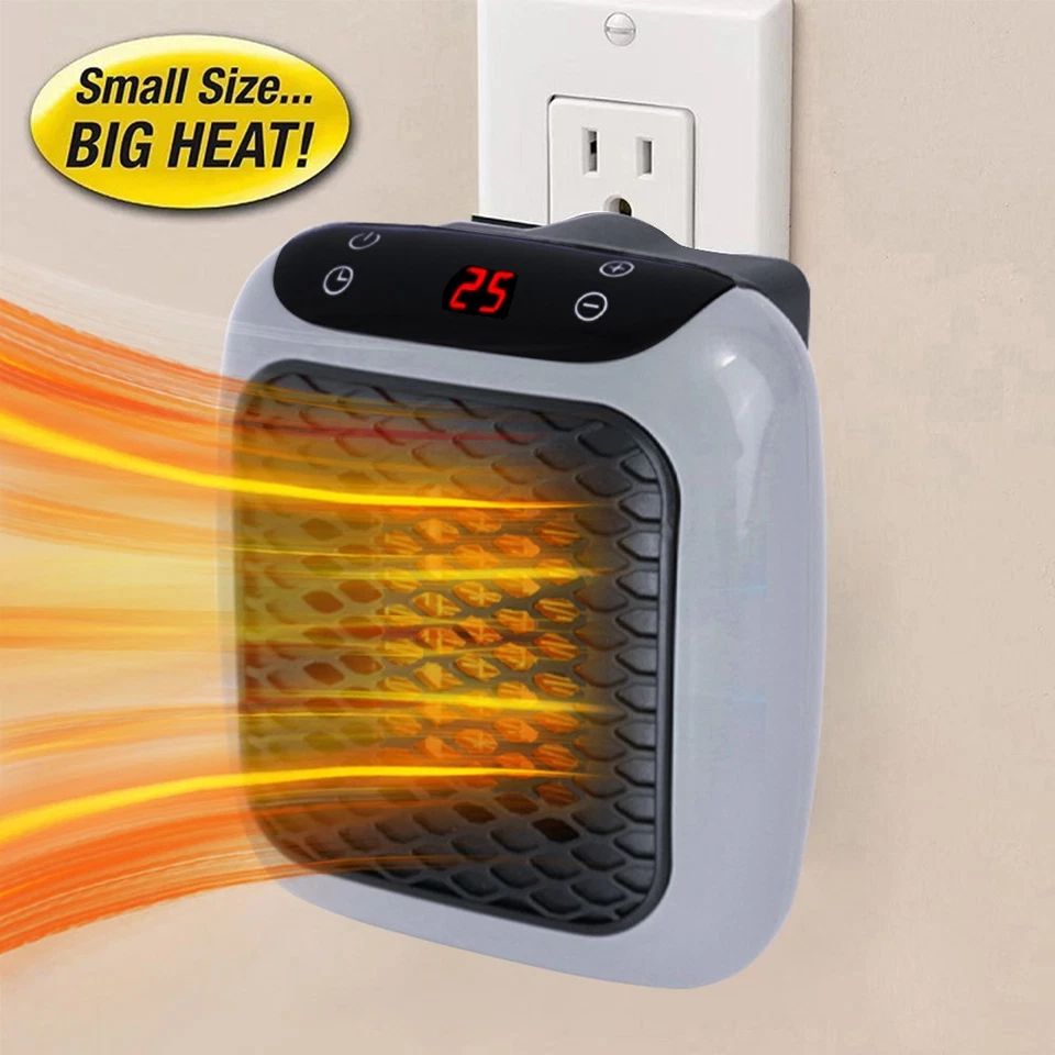 Mini calentador portátil de 800 W para casa rodante baño pequeño ventiladores de calefacción montados en la pared Foto 4 de 4