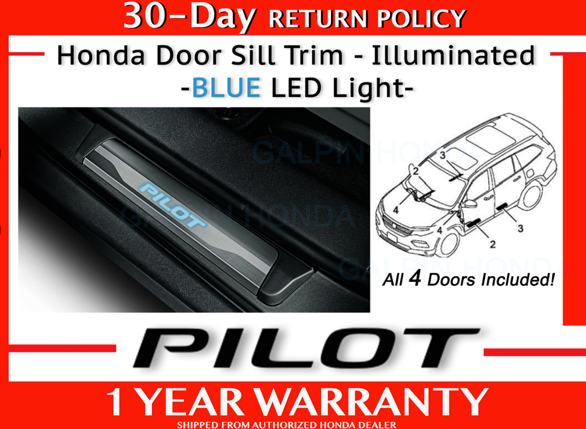 OEM Honda PILOT BLUE Illuminated Interior Door Sill Trim (08E12