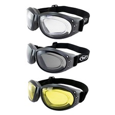 Global Vision Eliminator RX Padded Motorcycle Riding Goggles ANSI 3 pack Black