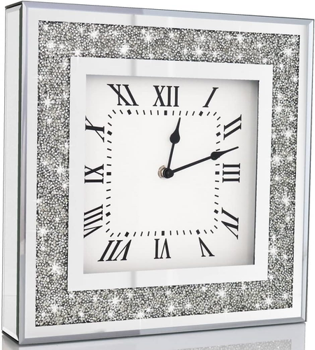 Reloj de Pared Cuadrado Cristal Crush Diamante Espejado con Brillo Brillo Brillante Diamante - Imagen 11 de 12