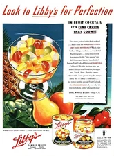 1945 LIBBY'S FRUIT COCKTAIL Genuine Vintage Print Ad Canned Fruit