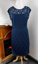 Adrianna Papell Special Occasion Sleeveless Teal Slip Lined Lace Dress ~ 14W