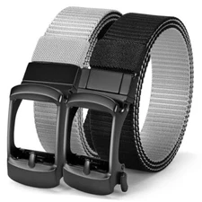 Mens Nylon Ratchet Belt Reversible,Web Casual Belt for Jeans Pants Men Golf Belt