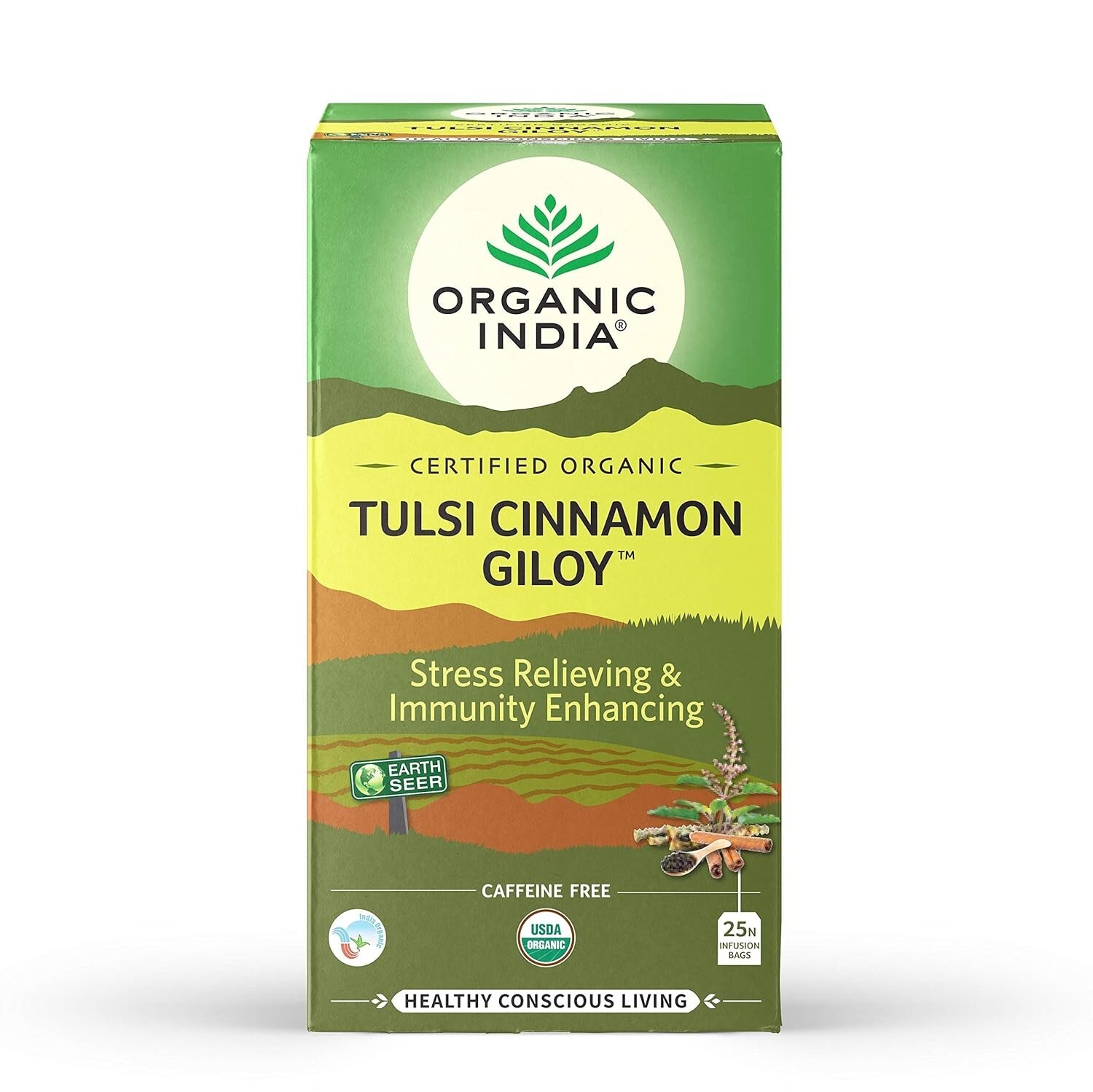 Organic India Tulsi Cinnamon Giloy Green Tea 25 Tea