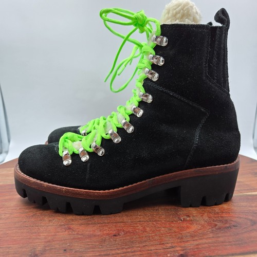 Jeffrey Campbell Culvert Boots Women's 8 Black Suede Sherpa Lug Combat Platform - Picture 5 of 13