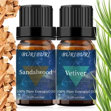 Sandalwood Oils and Vetiver Essential Oils Gifts Set, 2Pcs 100% Pure Aromatherap