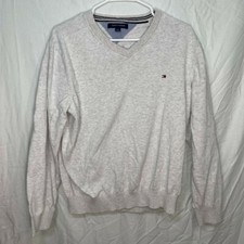 Men  s LARGE - Tommy Hilfiger Grey V-Neck Sweater Pullover Jumper
