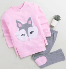 Girls Pink Animal Print Sweatshirt and Leggings Set