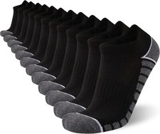 12 Pack Mens Ankle Socks Athletic Running Cushioned Low Cut Sports Workout Socks