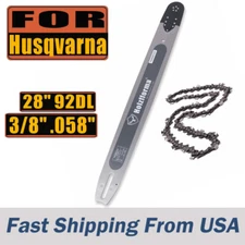 3/8" .058" 28 inch 92DL Guide Bar & Saw Chain For Husqvarna 272 xp 281 288 362