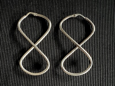 Sterling Silver - Infinity Loop Figure 8 Hoop Earrings - 2” by 1” Italy ...