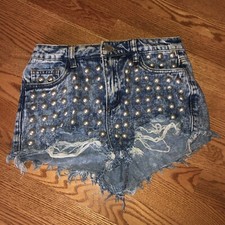 Studded Denim Short Shorts Size 3