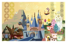 Disneyland Peter Pan Tea Cups Its a Small World Retro Poster