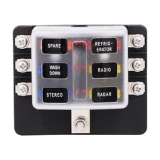 6-Way Auto Fuse Box 12V 24V Universal ATO ATC Blade Fuse Holder Car Truck Motor