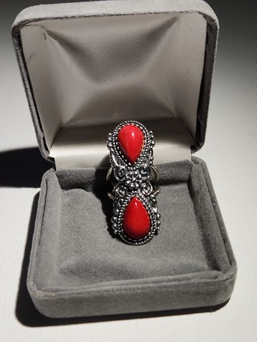 .925 Red Coral Gemstone Carolyn Pollack Sz 6.25 - 第 1/3 張圖片